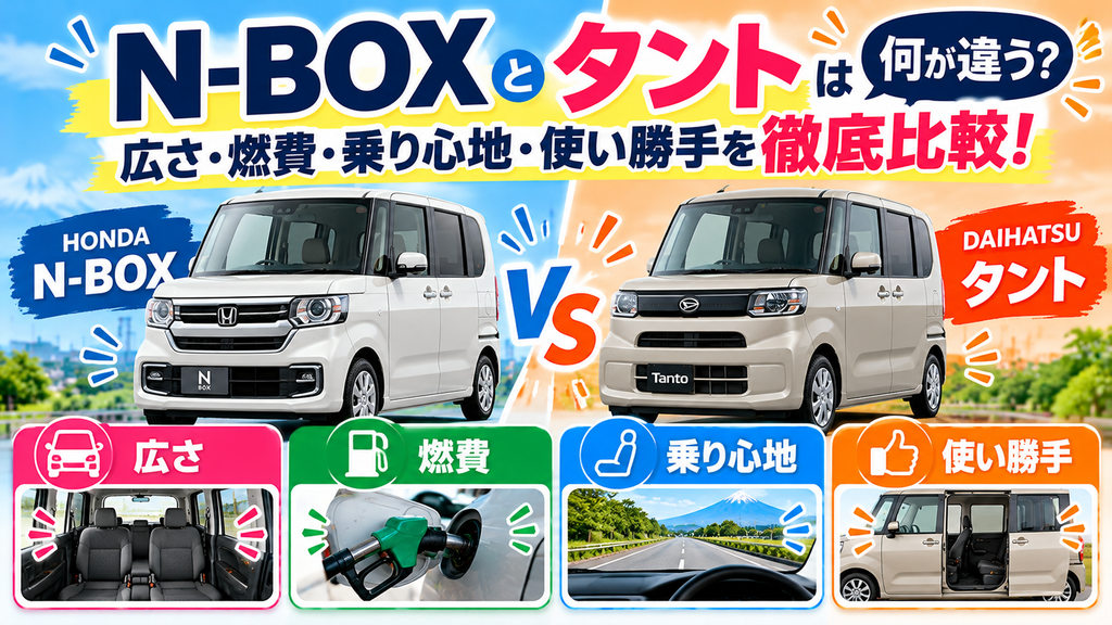 N-BOXとタントは何が違う？広さ・燃費・乗り心地・使い勝手を徹底比較！